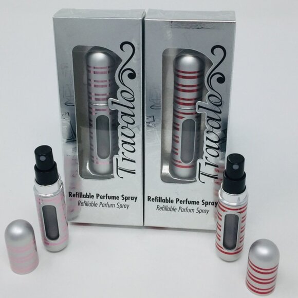 2 Candy Cane Travalo Refillable Spray Atomizer 4ml TSA  NEW Red Pink - Picture 1 of 3
